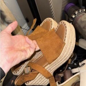 Universal Thread Tan Suede Espadrille Wedges